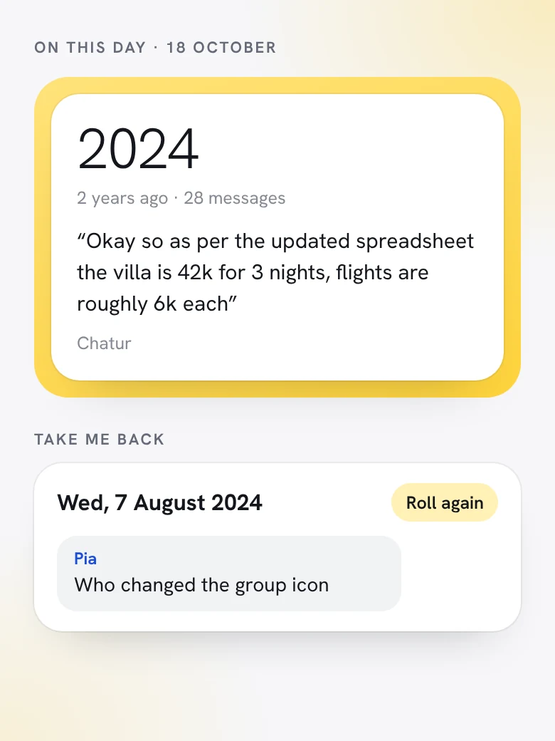 On this day: Little time machines into your chat.